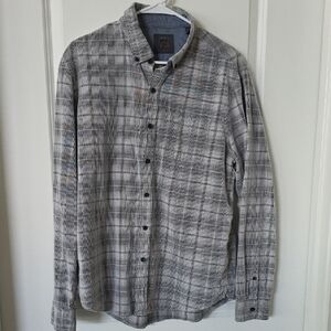 Legacy Gray and White Plaid Corduroy Long-Sleeve Shirt